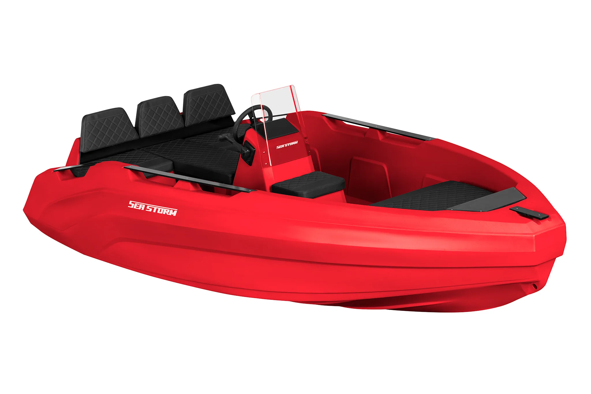 SeaStorm 14 HDPE Advantage – Heckansicht mit Sitzgruppe